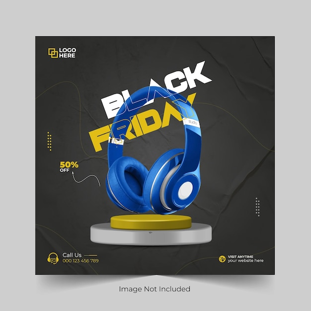 Black Friday super sale post template for social media