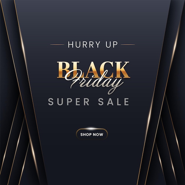 Black Friday Super Sale Poster Design With Light Lines Against Dark Gray Background