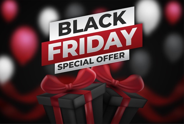 Black friday super sale realistic black gifts boxes