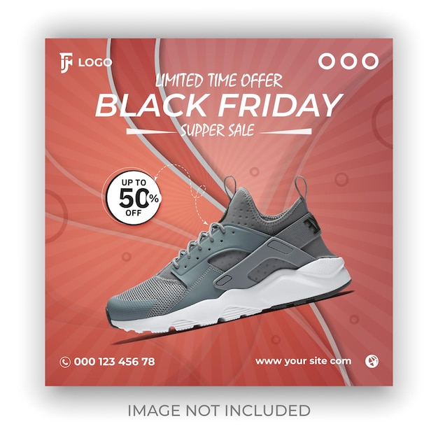 Black friday super sale shoes social media post design template