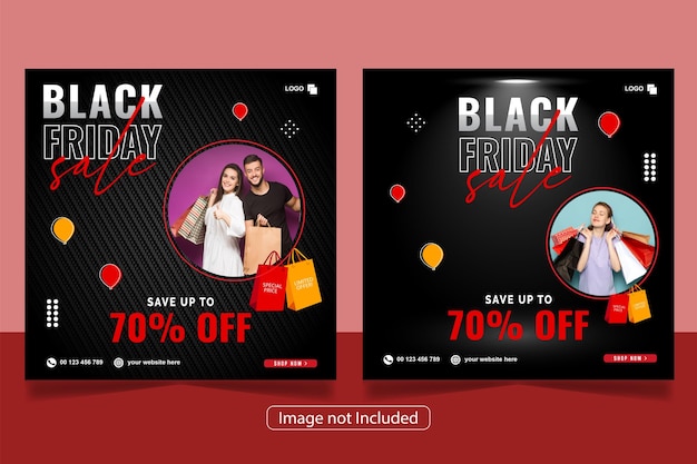 Vector black friday super sale social media post template for fashion