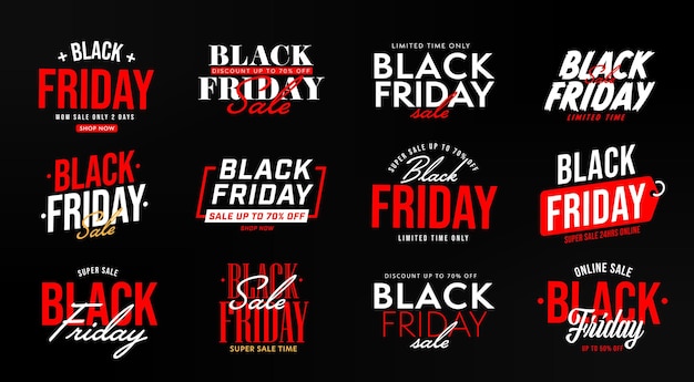 Black friday super sale time discount banner template set