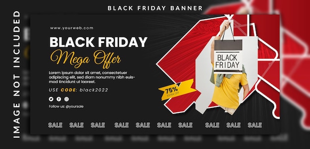 Black friday super sell offer banner design with a man photo