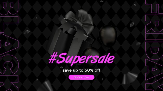 Black Friday Supersale 2022 Banner Vector Background