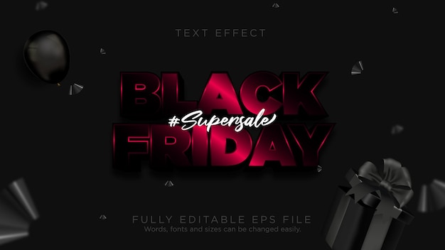 Black Friday Text Effect Font Type Banner Red Lights