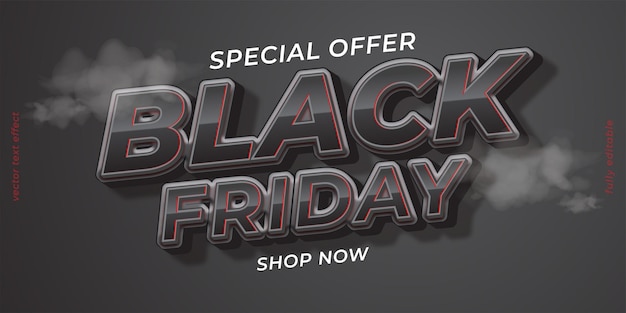 Black friday vector design banner template with editable text effect