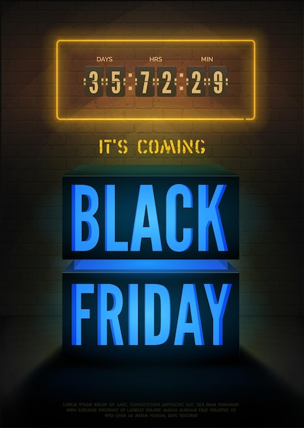 Black friday vector vertical banner retro tech color