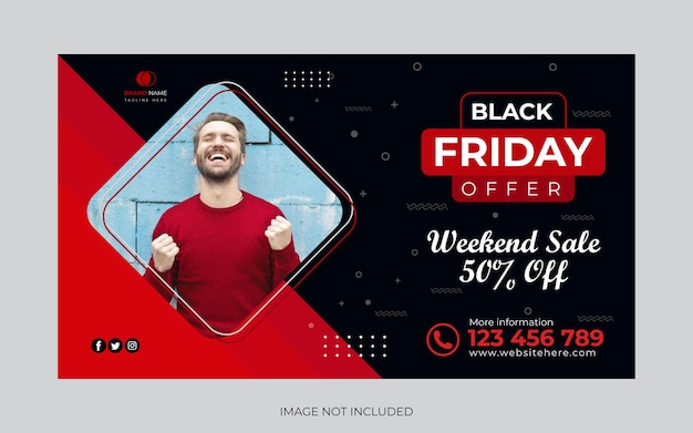 Black Friday web banner vector design With creative shapes