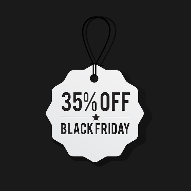 Black Friday white price tag label offer illustration on isolated background