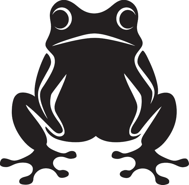 Vector a black frog with a white background that says frog on it