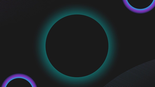 black futuristic circles background shine neon light