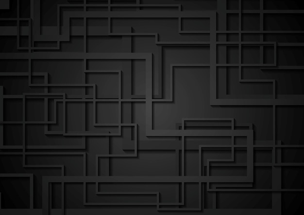 Black geometric tech corporate background Vector dark graphic design