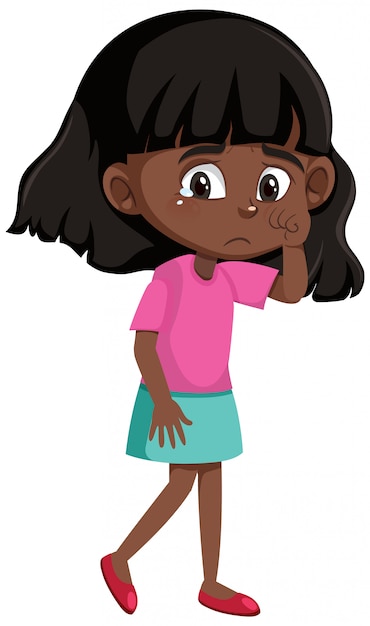 Black girl crying cartoon character