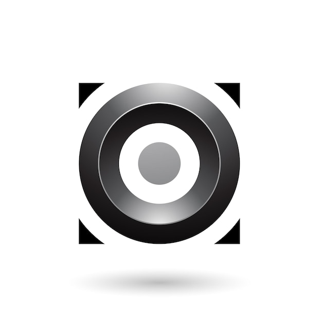 Black Glossy Circle in a Square Vector Illustration