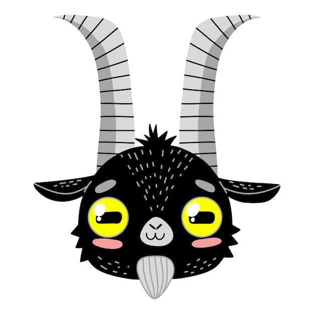 Black goat head The cute witch goat of the coven Farm agriculture kindergarten halloween