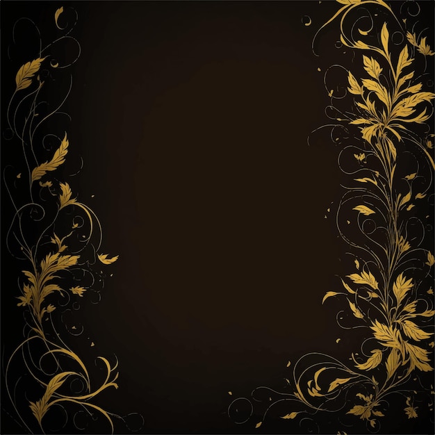 Vector a black and gold background with a floral border