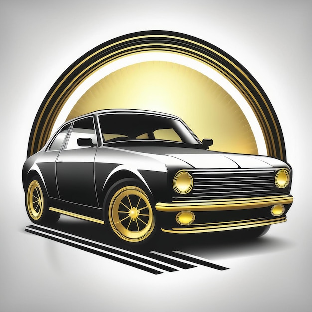 a black and gold car with a gold frame that sayscaron it