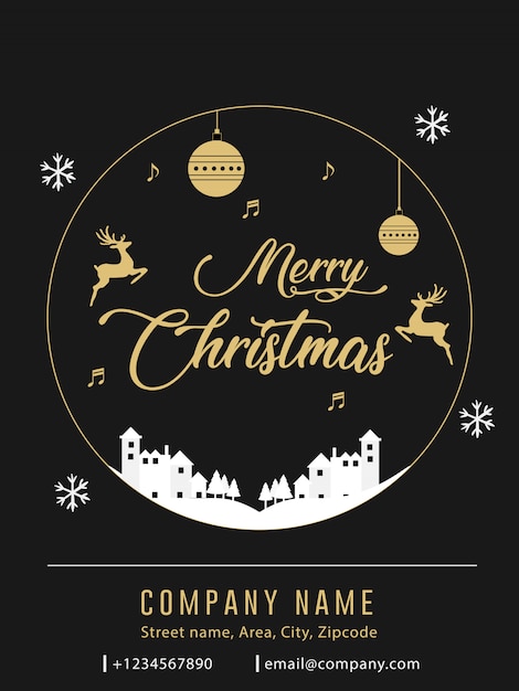 Black and Gold Christmas Flyer Ad Banner Invitation Card