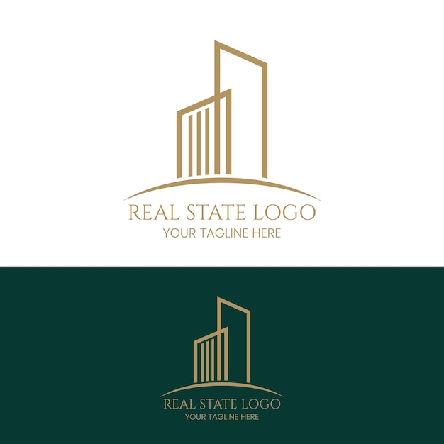 Black and gold color Corporate logo design for real estate with geometric shapes