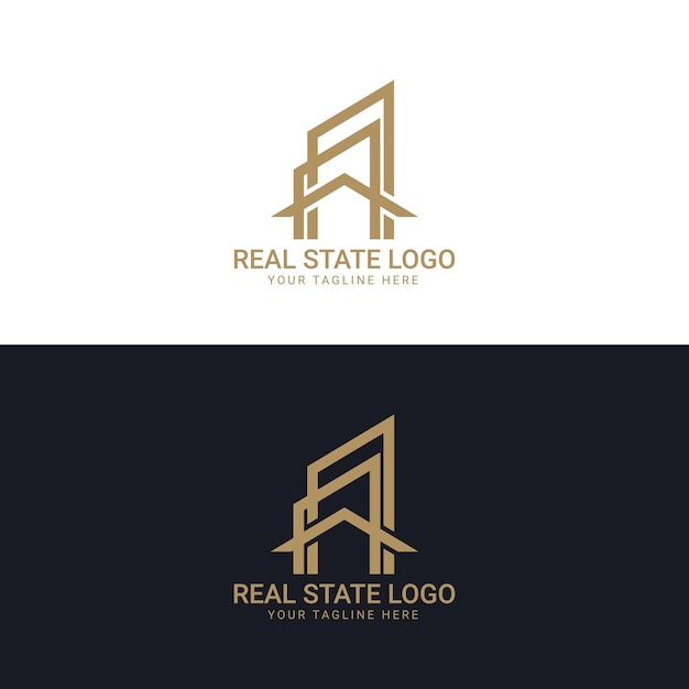 Black and gold color Corporate logo design for real estate with geometric shapes