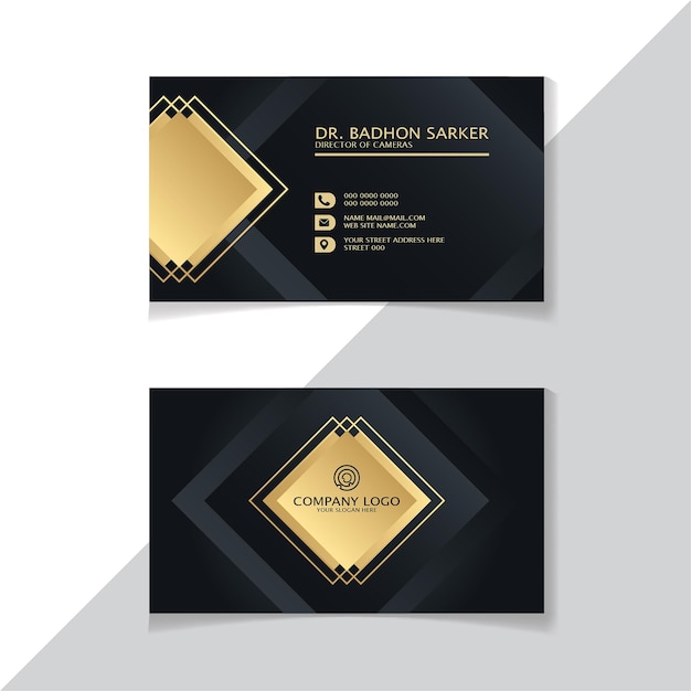 Black and Gold color Modern luxury business card design with circle shape