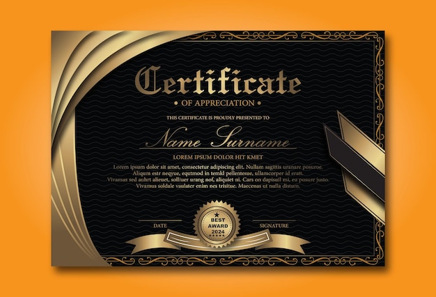 a black and gold editable certificate template