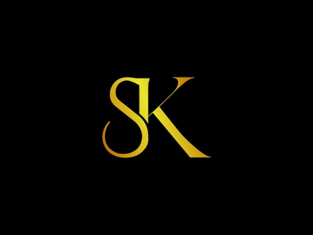 Vector a black and gold logo for sk