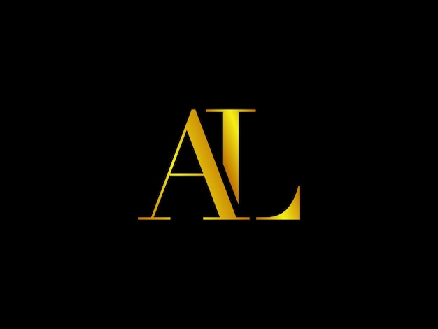 A black and gold logo with the letter al on it