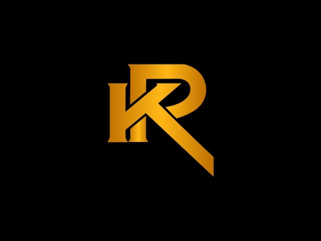 A black and gold logo with the letter kr on a black background