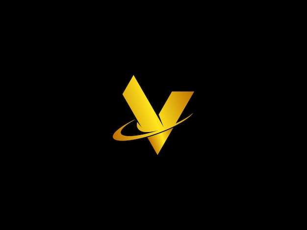 Vector a black and gold logo with the letter v on it