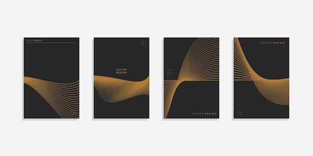 black and gold minimal Modern cover abstract background covers set Cool line shapes composition