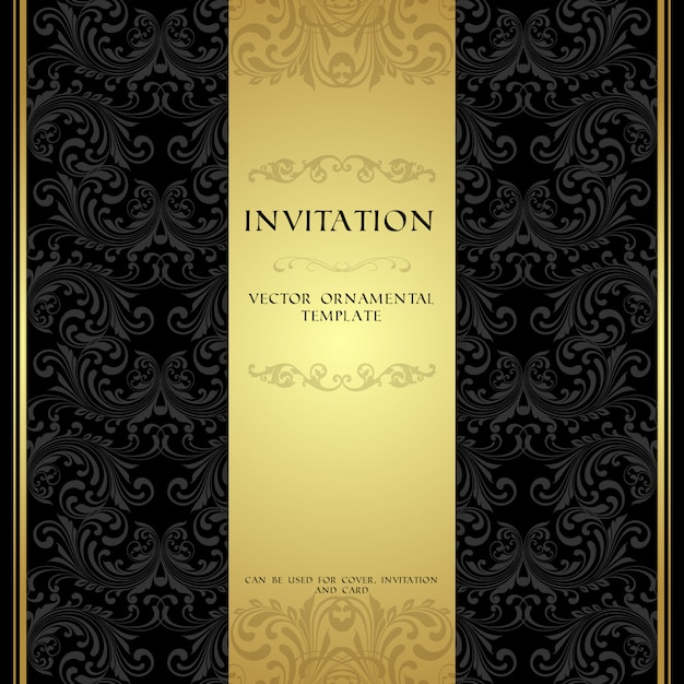 Black and gold ornamental invitation card