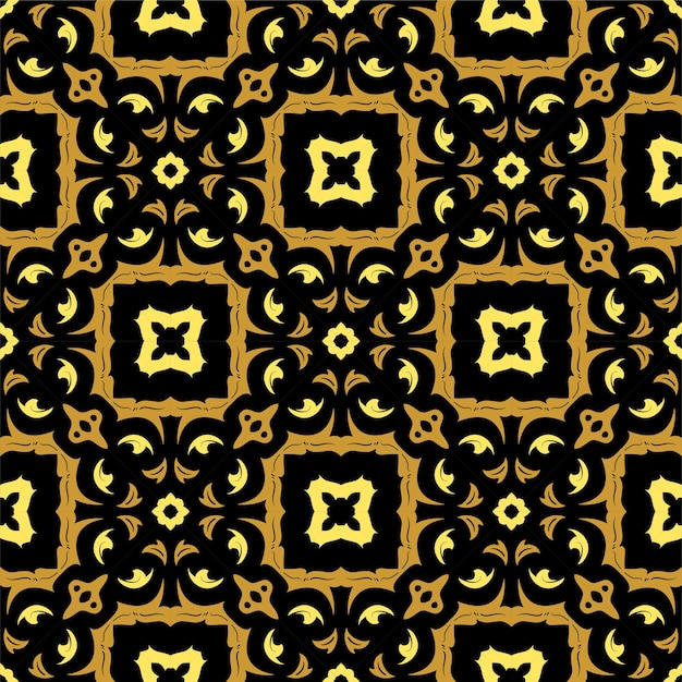 Black and gold pattern ornament shape. Simple seamless abstract background