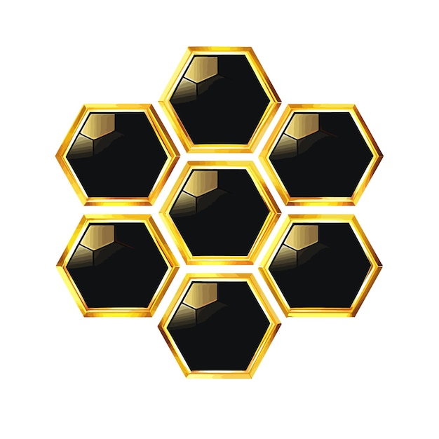 a black and gold pattern of some honeycombs