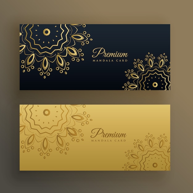 Black and gold premium banner decoration in mandala style