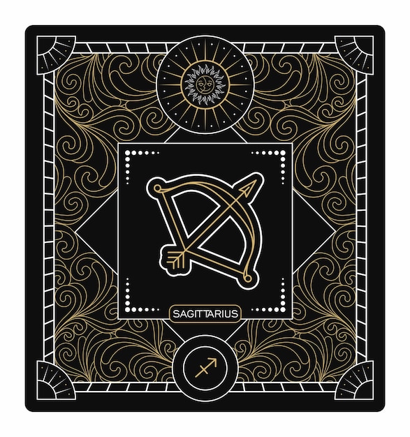 Black and Gold Sagittarius Zodiac Sign