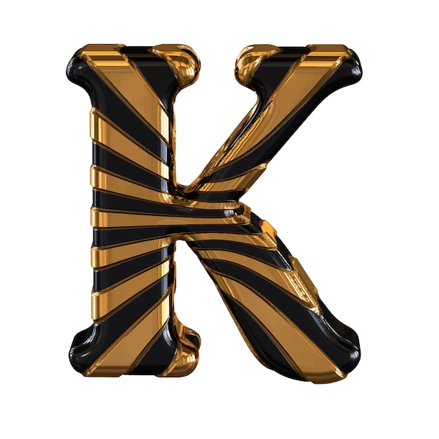 Black and gold symbol with straps letter k