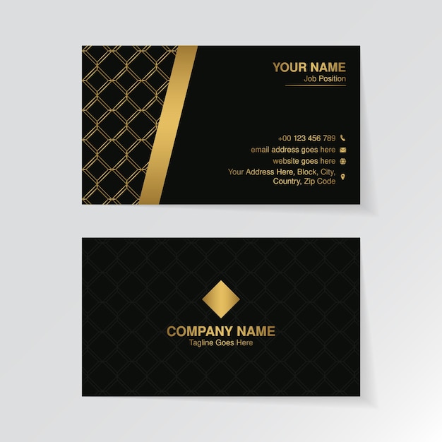 Black and Golden Business Card Design, Luxury Elegant Visiting Card Template