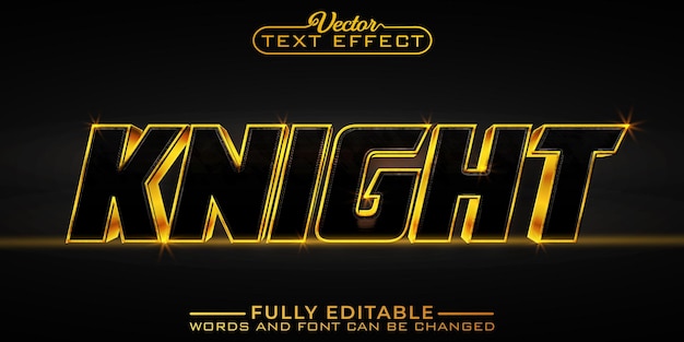 Black And Golden Knight Vector Editable Text Effect Template