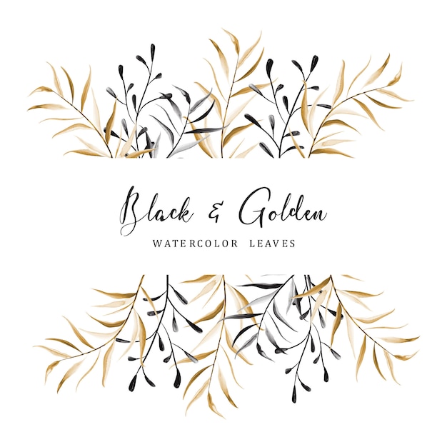 Black and Golden Leaf Design Elements