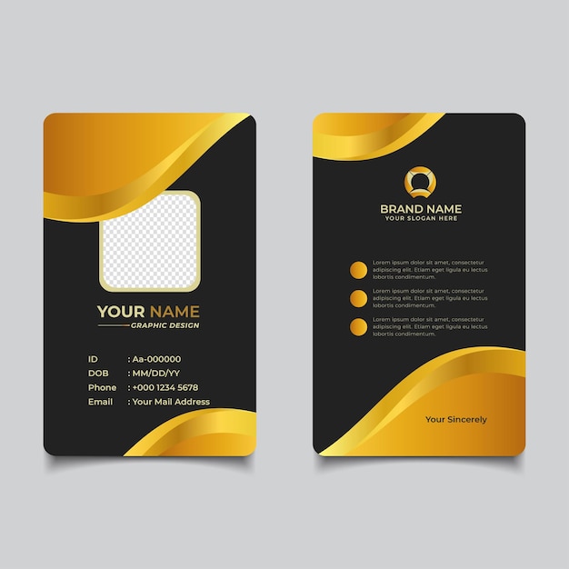 Vector black and golden luxury id card template design