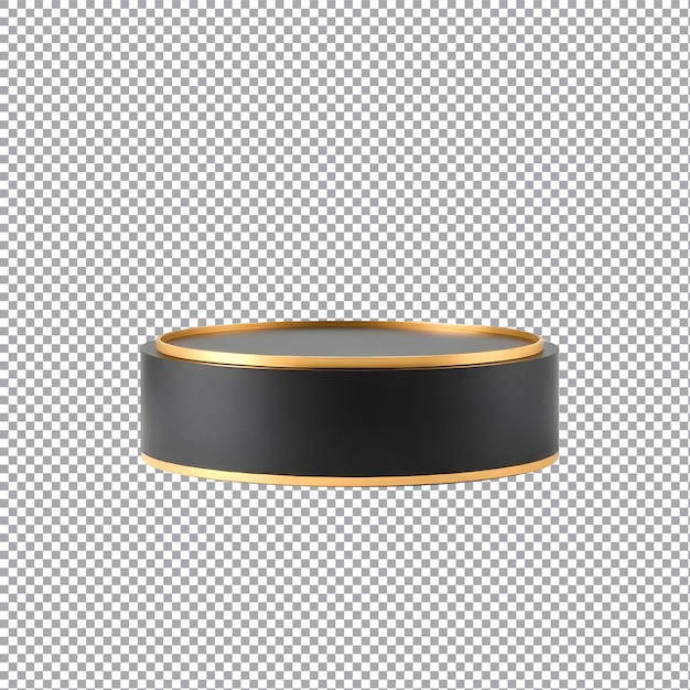 Vector a black and golden round podium on a transparent background