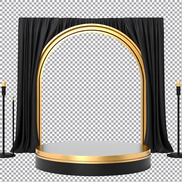 Vector a black and golden round podium on a transparent background