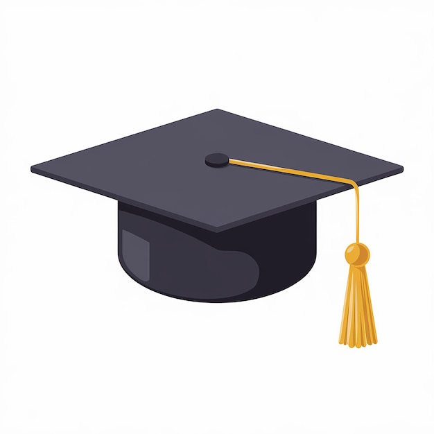 a black graduation cap with a yellow tassel on it