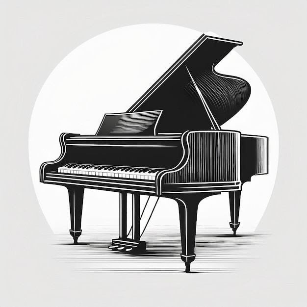 Vector a black grand piano with a picture of a piano