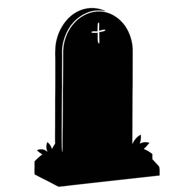 Vector a black grave marker with a cross on the top