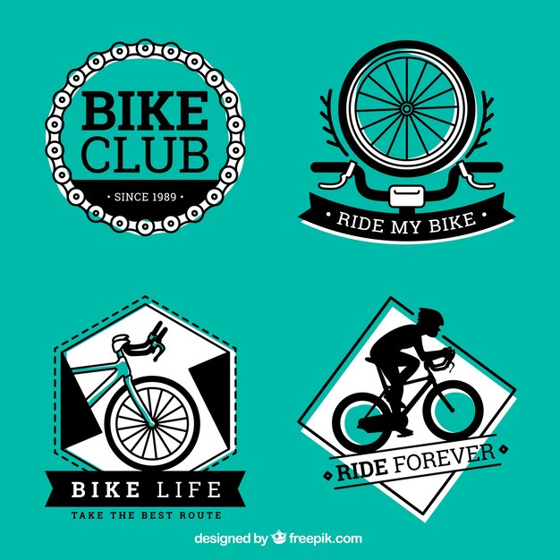 Vector black and green bike labels