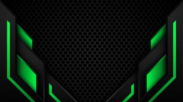 Black and green futuristic gaming background with technology concept