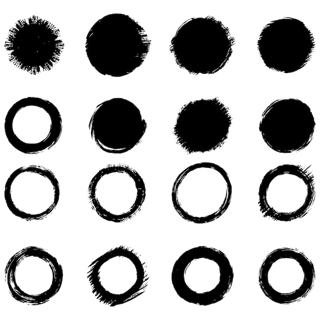 Vector black grunge round shapes brush strokes frames elements frames for design vector