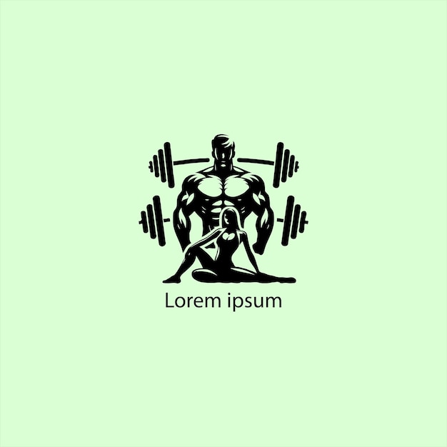 A black gym logo man woman white background